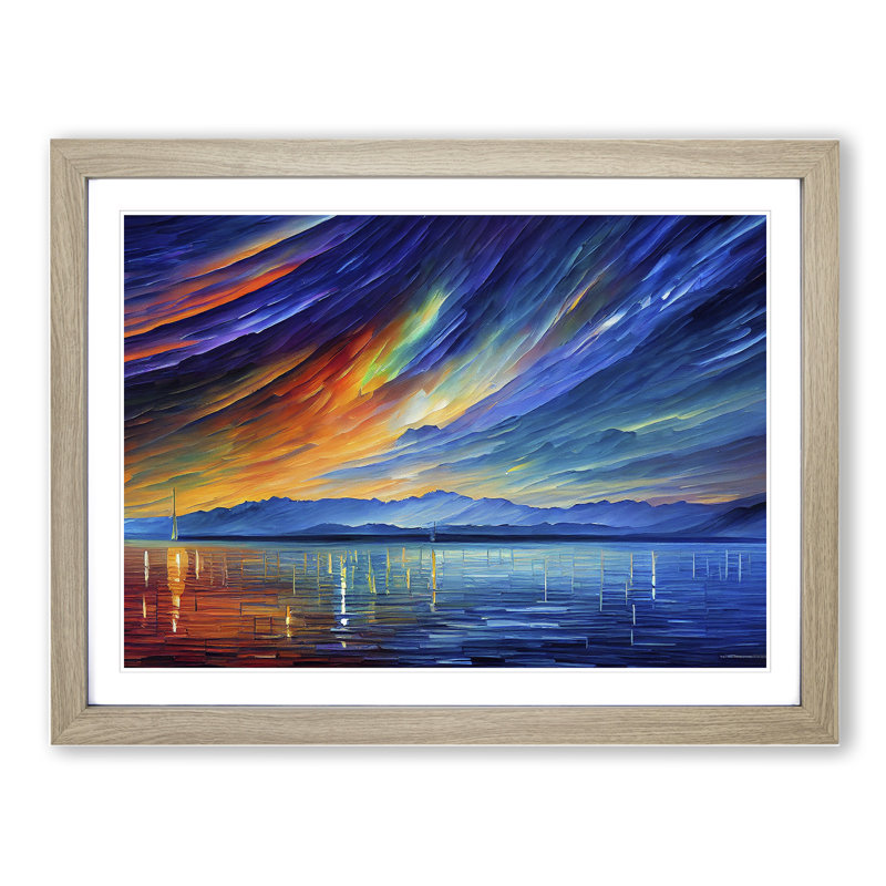 Special Aurora Borealis Vol.5 Abstract - Framed Print, 25cm H x 34cm W x 2cm D, Oak