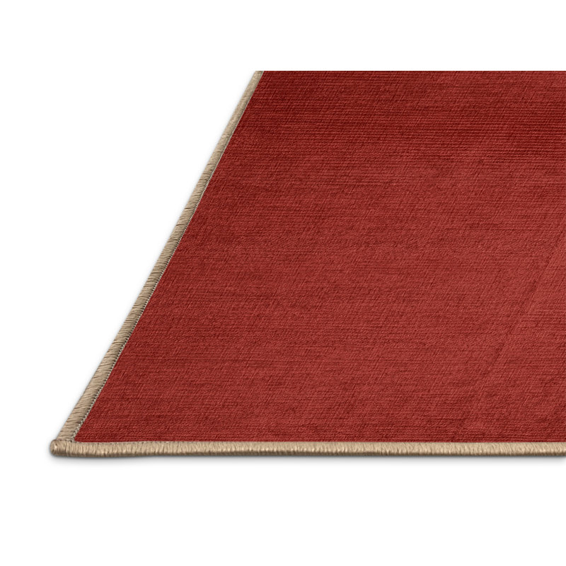 Machine Washable Solid Brown Area Rug, Round 3'