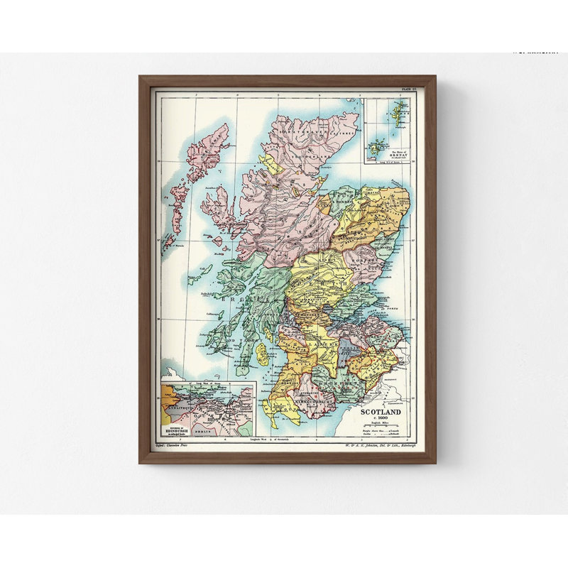 Scotland 1600 - Poole 1902, Unique Gift For History Lovers Print, Scottish History Map Print, Map Collector Gift Idea, Historical Map Print