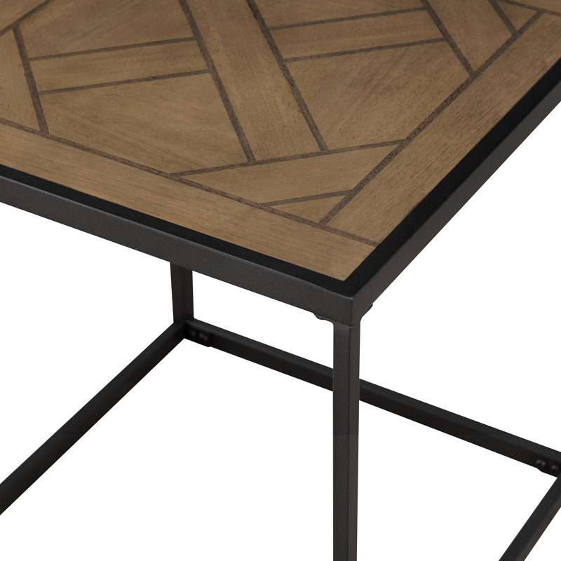 Square End Table with Parquet Top