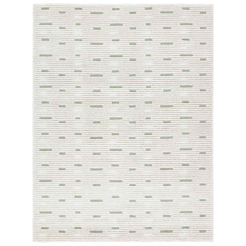 Label J Verdant JID29 Geometric Ivory and Green Area Rug , Rectangle 8'10" x 12'