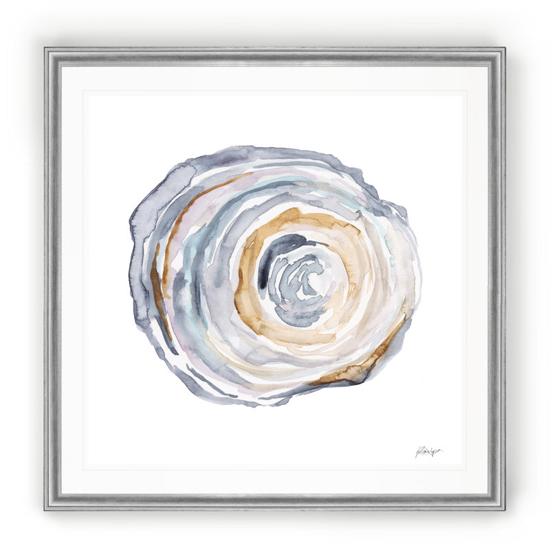 Watercolor Tree Ring IV - reproduction d'art sur toile, Cadre argenté, H 22,5 po x l 22,5 po x P 1,5 po