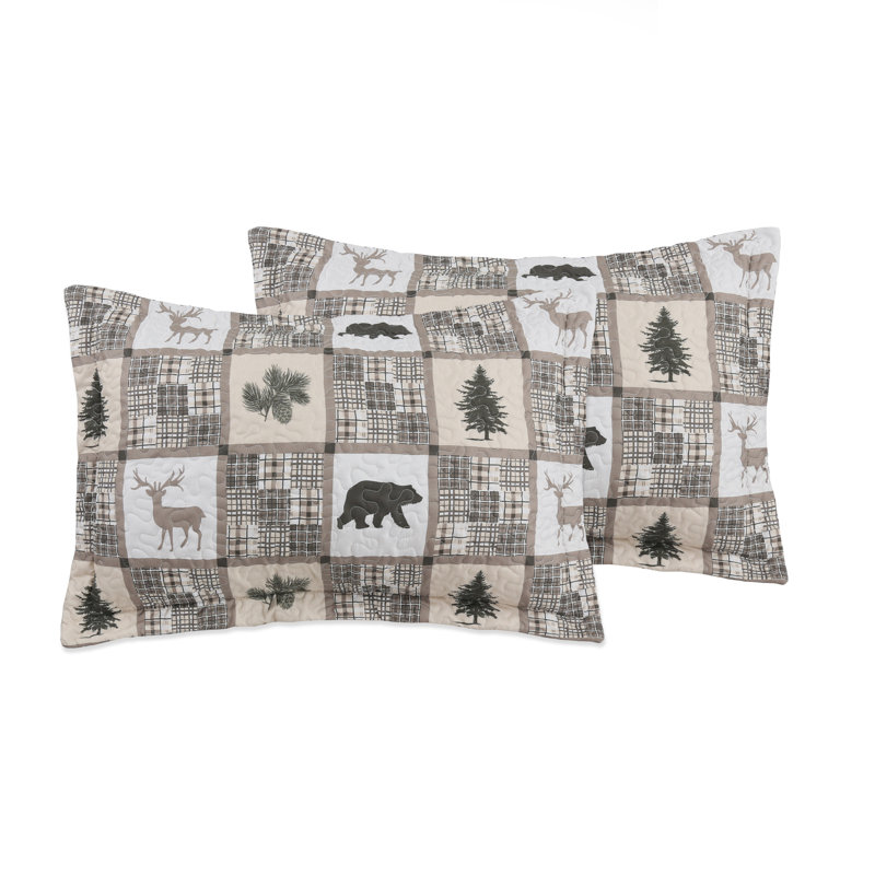 Black and Taupe Cotton Twin Reversible Quilt Set