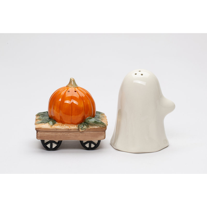 Casper And Pumpkin Wagon Salt And Pepper