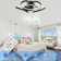 22" Black Modern Flush Mount Low Profile Ceiling Fan with Light and Smart APP Control