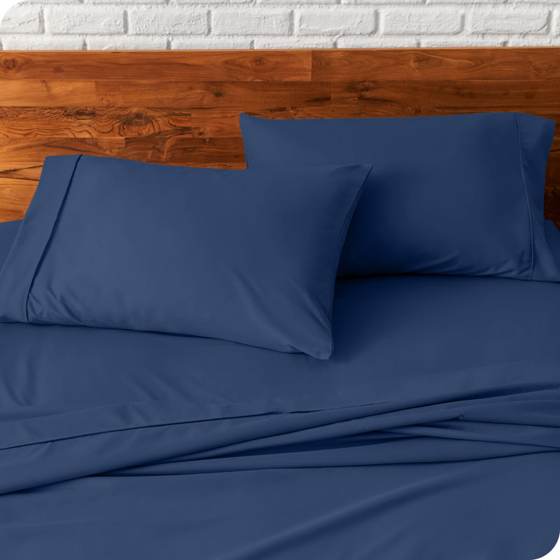 Dark Blue Hypoallergenic Cotton Polyester Standard Pillowcase Set