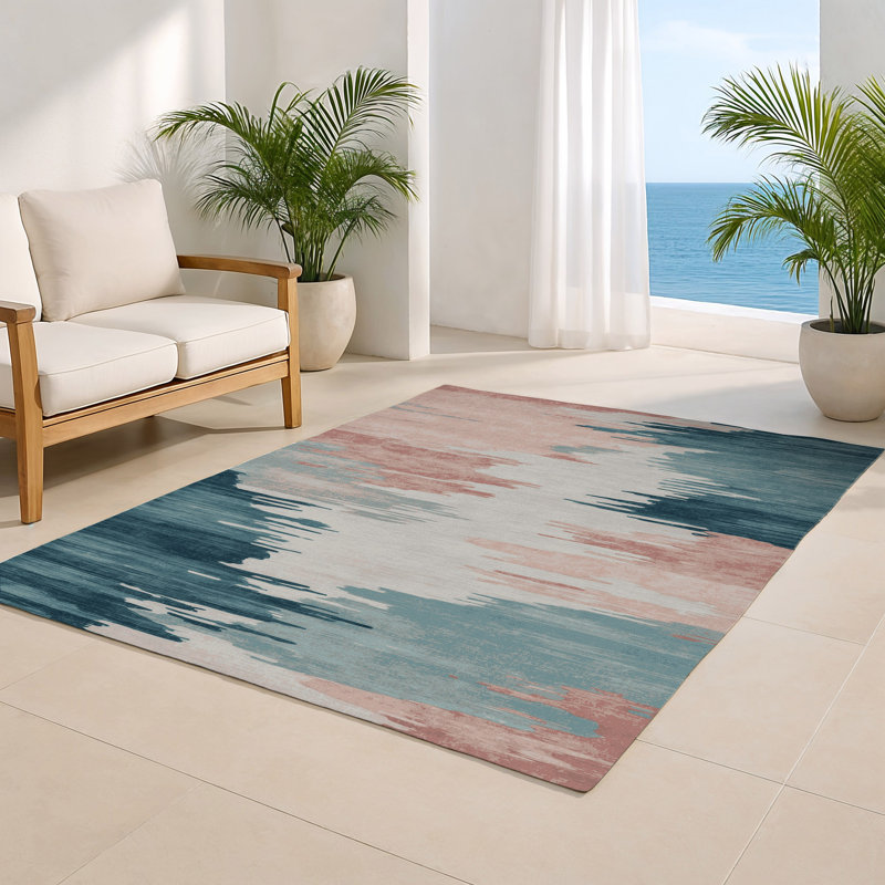 Watercolor Gray Indoor and Outdoor Area Rug, Rectangle 8' x 10'