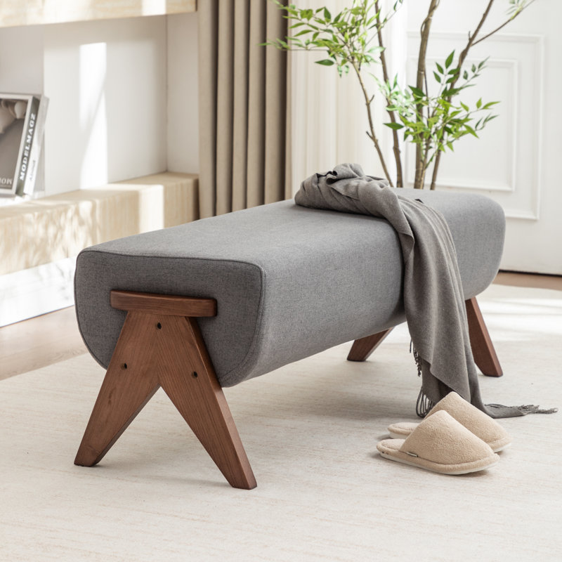Banc en bois massif Chenice, Gris