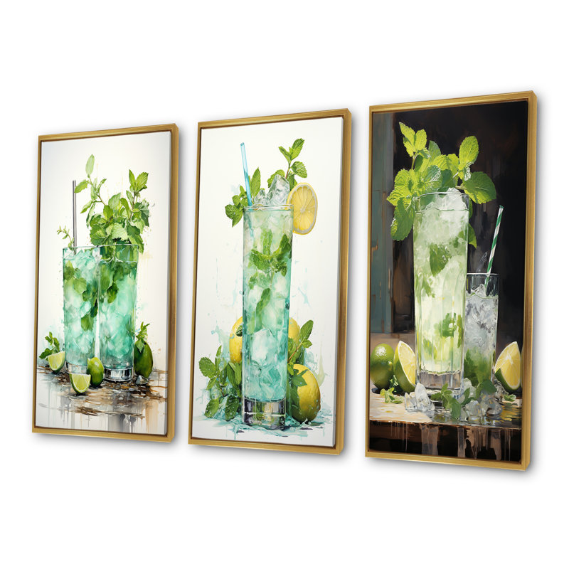 Julep Jubilee Mojito, Cadre flottant doré, H 28 po x l 36 po