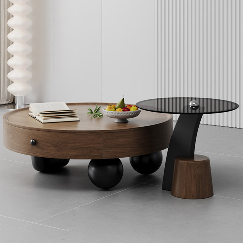 Creative round coffee table set, 13.4" H x 35.4" L x 35.4" W