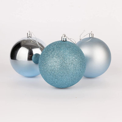 Christmas Baubles 3 Pack, Shatterproof Tree Decorations with Glitter, Matte and Shiny Finishes