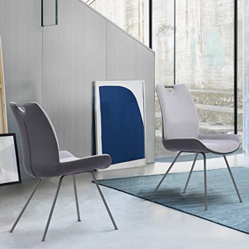 Chaise d'appoint rembourrée en métal Preston (ensemble de 2), Étain