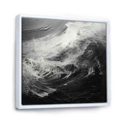 Tempête de vague noire et blanche II sur toile
