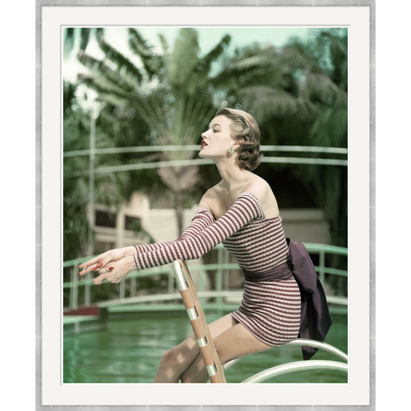 Model In A Long Sleeved Swimsuit Giclee Print by John Rawlings