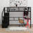 Full Size Metal Loft Bed With Built-In Work Station, Wardrobe, Storage Staircase And LED