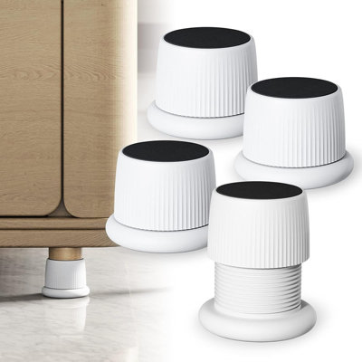 Adjustable Furniture Bed Risers, 1.6-2.6 Inch Bed Risers White, Durable Plastic And Anti Slip Couch Risers 2 Inch For Sofa Bed Table And Chair Lifts(White - 4 Pcs)