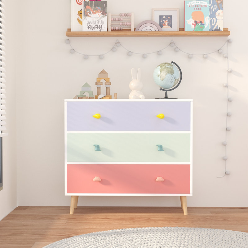 Commode 3 tiroirs pour enfants, Coloré
