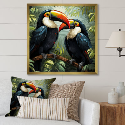 Toucans verts verts - art mural oiseau