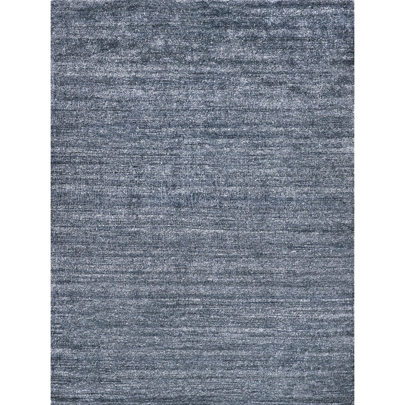 Rectangle Plush Solid Color Hand-Knotted Wool Area Rug in Charcoal, Rectangle 12' x 15'