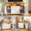 Meuble télé 60 po Farmhouse avec DEL et rangement, blanc rustique