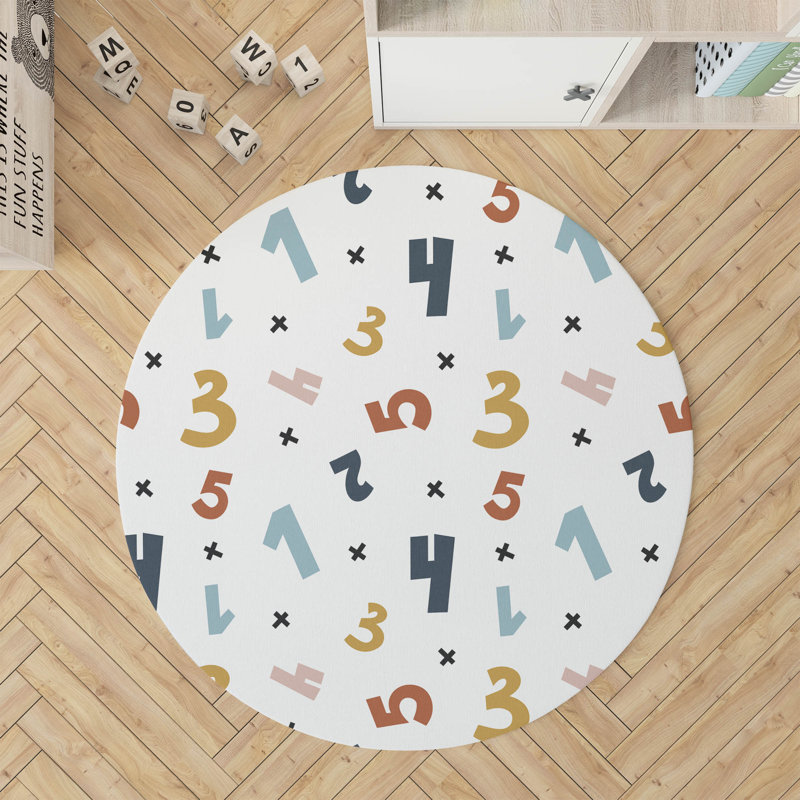 Tapis de jeu pour enfants Numéros, Blanc / rose / or / bleu