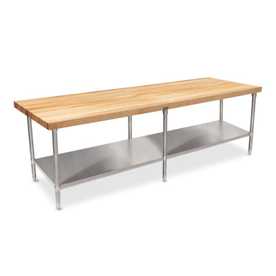 Table de travail à plateau en bois avec tablette inférieure