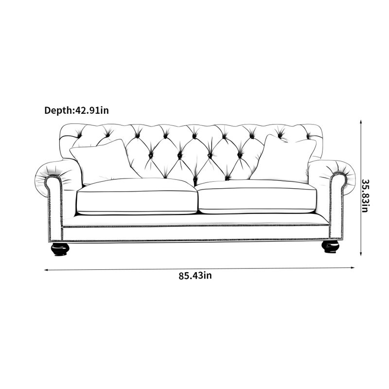 Canapé simple, simple et créatif, Blanc cassé, H 35,83 po x l 85,43 po x P 42,91 po