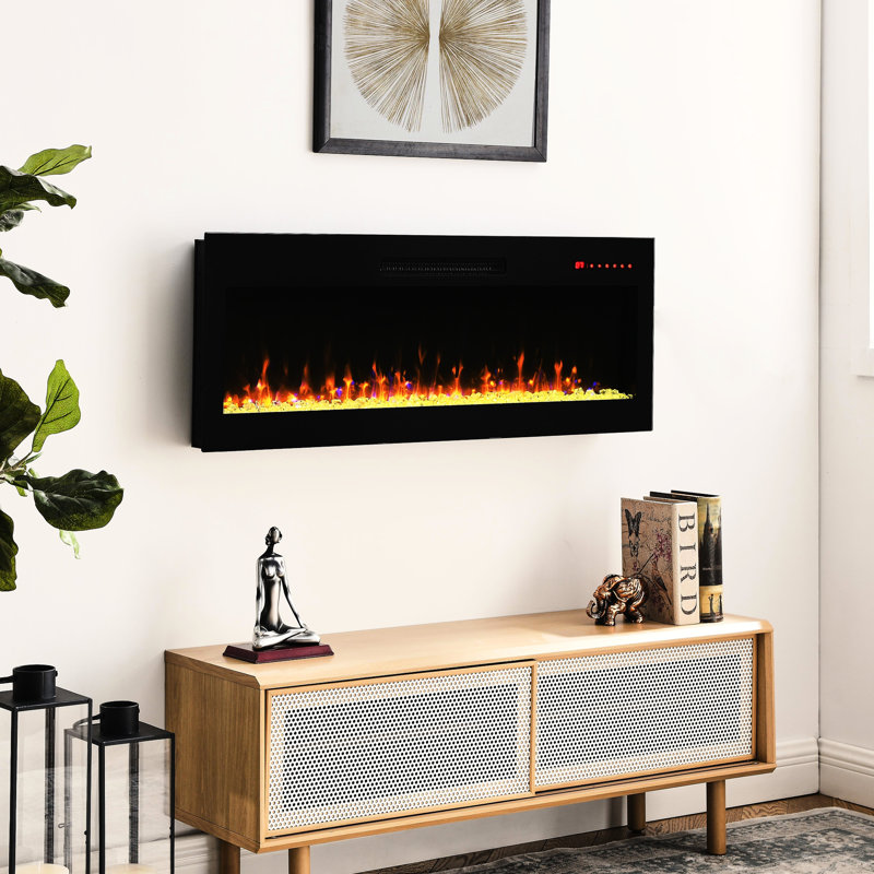 42 Inch Electric Fireplace, Double , 1400W Heat, 16 Flame & Ember Bed Colours 42" Tempered Glass, Remote Control, 11 Temperature Ranges 64F - 82F