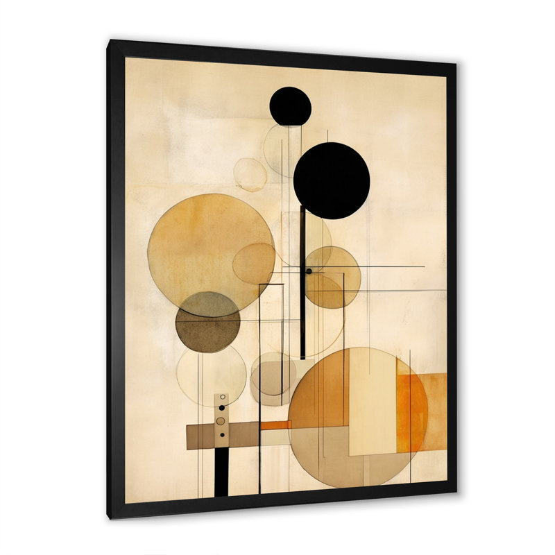 Beige géométrie en mouvement I, H 20 po x l 12 po x P 1 po, Cadre photo noir