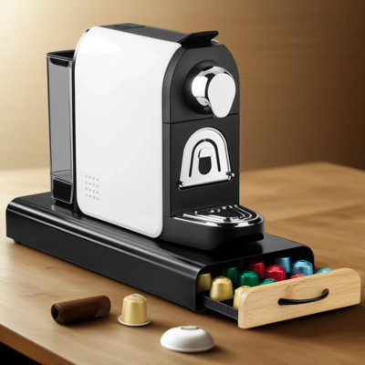 Capsule Holder Drawer Organizer - Holds 40 Coffee Pods, Anti-Slip Base, Sturdy Coffee Station Storage With Smooth-Gliding Drawer