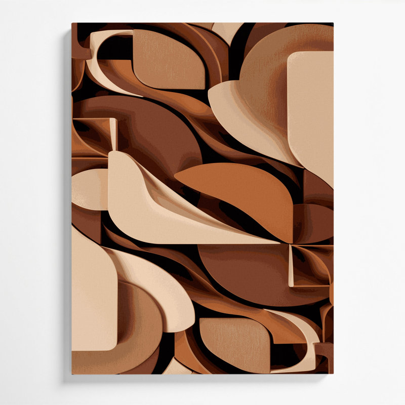 Art abstrait sur toile 10 formes abstraites brunes, H 14 po x l 11 po