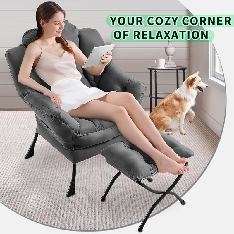 Lazy 84.8Cm Wide Tufted Armchair and Ottoman