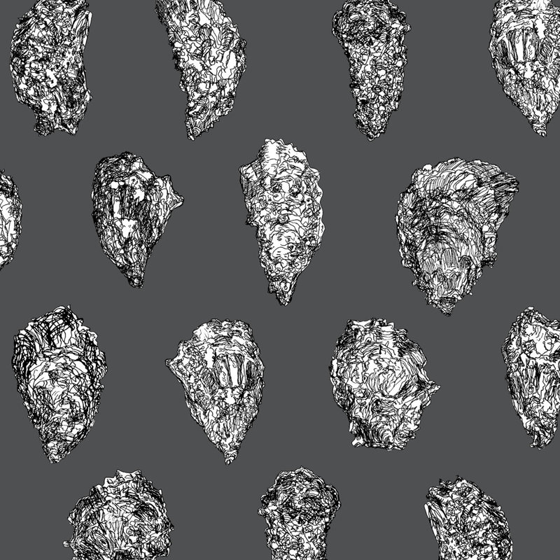 Oysters, Black/White/Charcoal, Paper