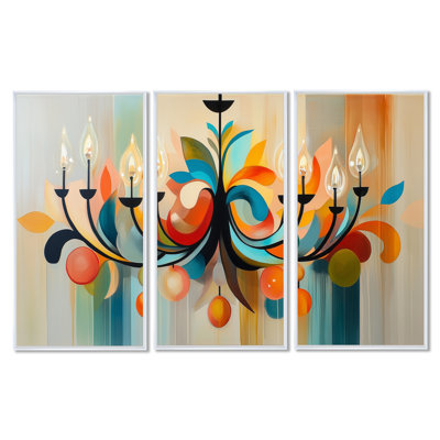 Crystal Chandelier Sparkle – Blue Glam Framed Wall Art Set of 3