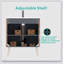 Meuble-lavabo autoportant en noyer rayé de 30 pouces avec lavabo et rangement spacieux, parfait pour les salles de bain modernes et élégantes