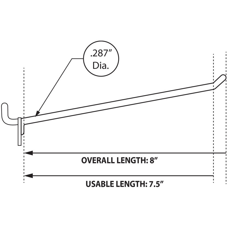 8" Glass-Filled Nylon Hook: 0.287" Diameter, 50-Pack