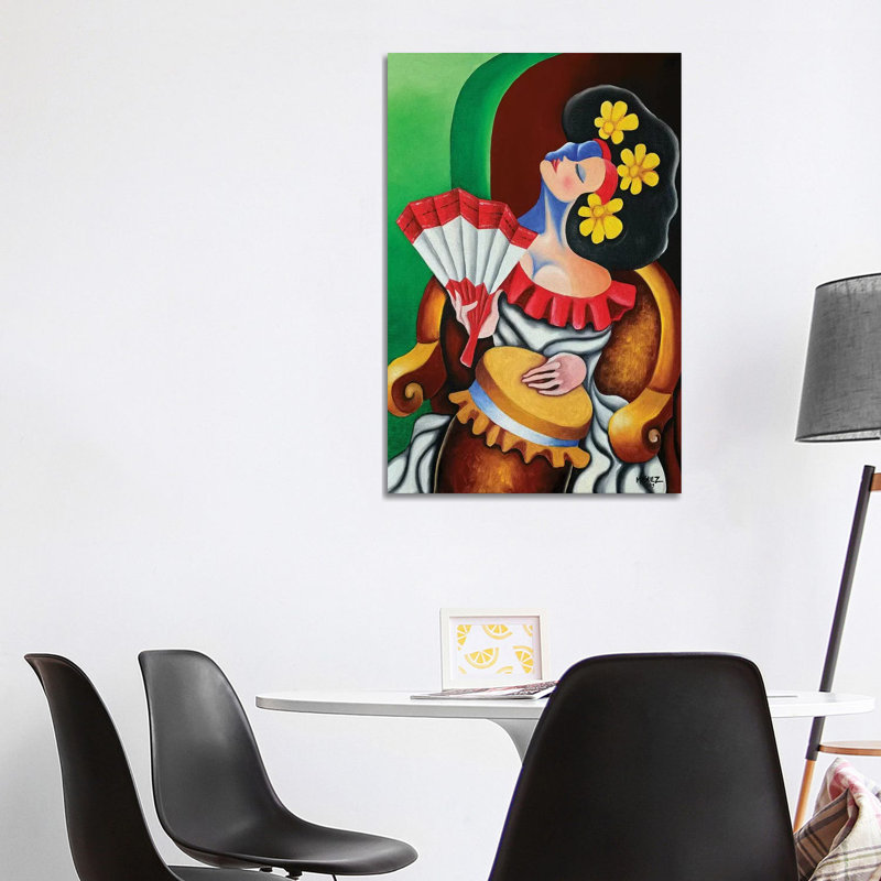 Rest With Drums by Dixie Miguez - Painting on Canvas, Classic Brown Wood Framed, 101.6cm H x 66.04cm W x 3.81cm D