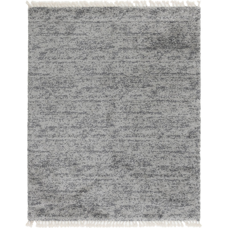 Tapis gris à rayures Mitzy, Rectangle 8 pi x 10 pi