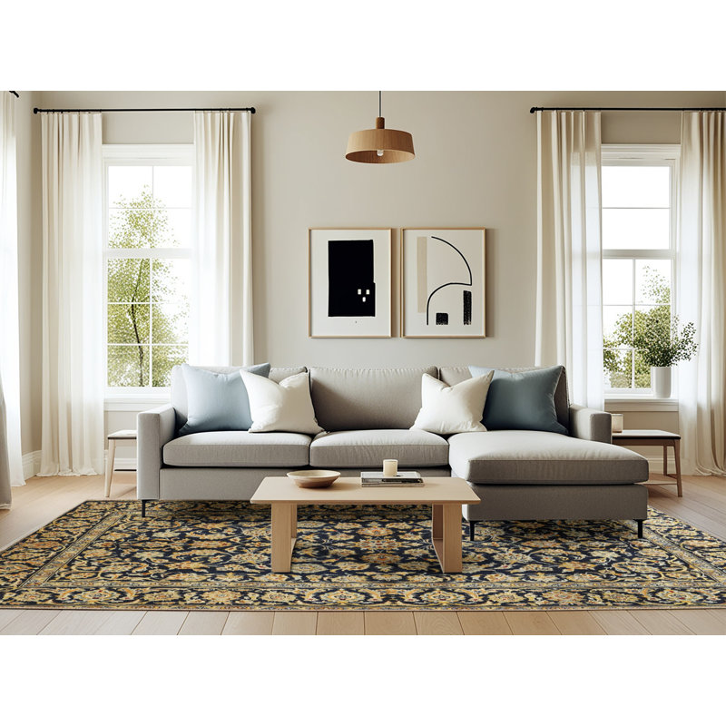 Tapis décoratif beige oriental Shayna, Rectangle 6 pi x 9 pi