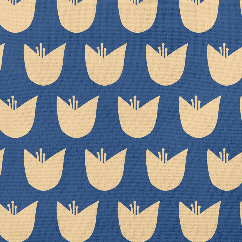Coussin décoratif intérieur / extérieur Tulip Design, Bleu cobalt foncé, 18 po x 18 po