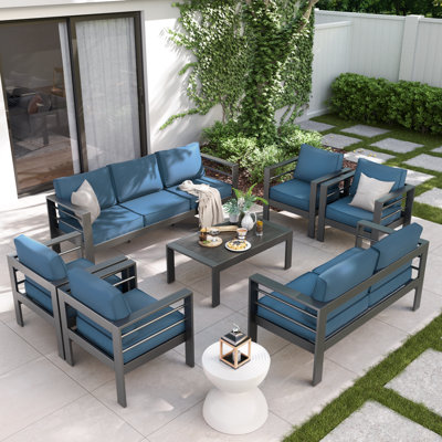 Ensemble de patio complet pour 9 personnes avec coussins Roussel