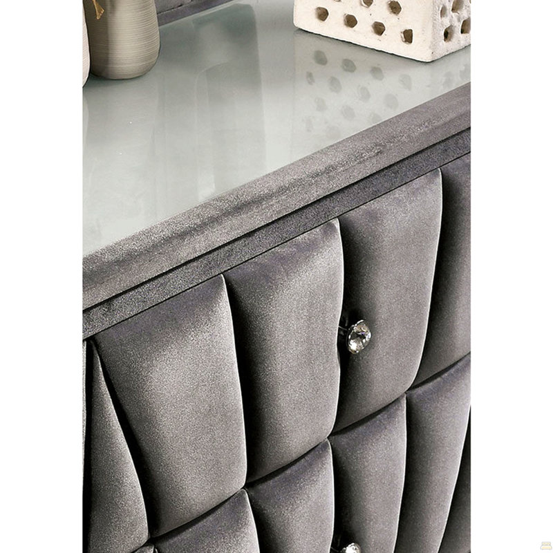 Fabric Upholstered Nightstand With 2 Drawers