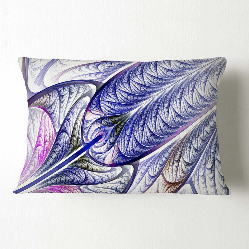 Coussin lombaire en verre coloré abstrait fractal, Bleu / blanc
