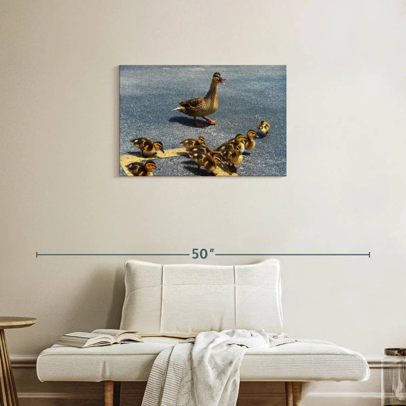 Canetons et mère canard, H 20 po x l 30 po