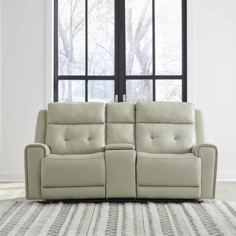 Iavor Zero Gravity Power Loveseat w/ Console & USB Charging Ports, Beige