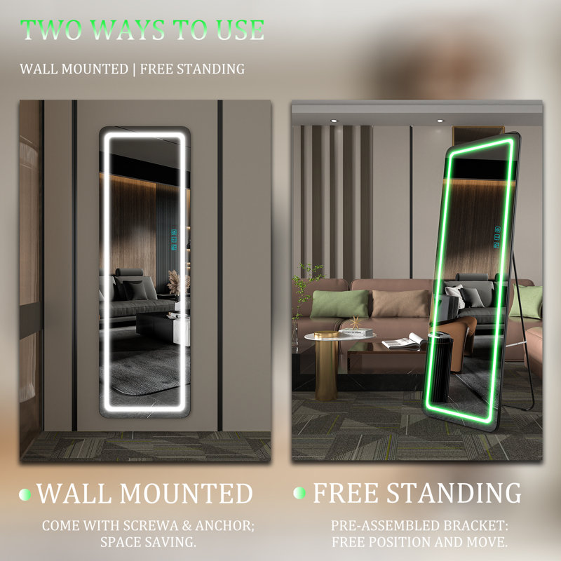 Metal Rectangle Wall Mirror, Black