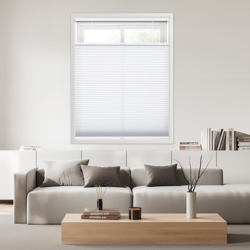 Ajanai EcoHome 1.5 inch Cordless Semi-Sheer Light Filtering Top Down Bottom Up Cellular Shade, White, 40"W x 72"L