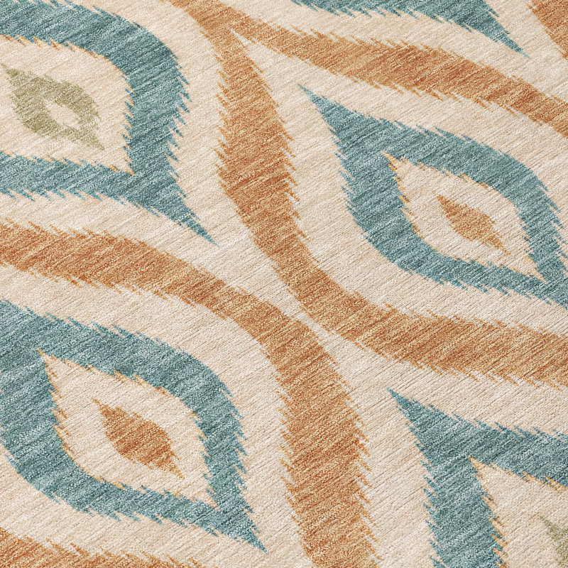 Tapis géométrique Chantille ACN3068 lavable à la machine pour intérieur/extérieur, Terra Cotta, 1 pi 8 po x 2 pi 6 po