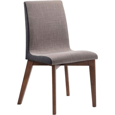 Mid-century Style Grey Upholstered Chairs ( Of 2) - Foam Filled, Natural Walnut Finish 2 Fill, Legs