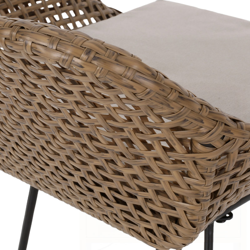 29.25" Outdoor Wicker and Iron Low Back Barstools Set of 2